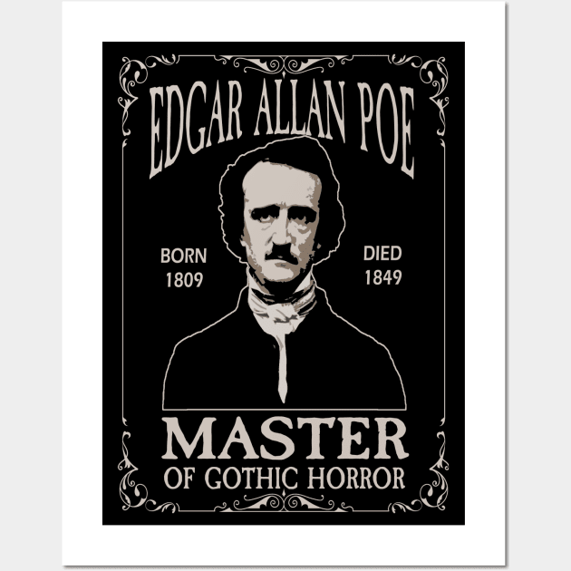 Edgar Allan Poe Master of Gothic Horror Wall Art by Halloween Merch